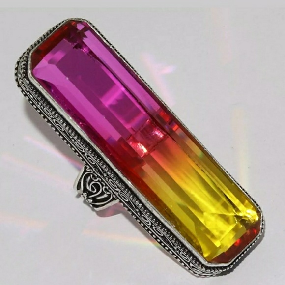 New Amazing Oversized Ametrine 925 Silver Statement Ring. - Picture 1 of 8
